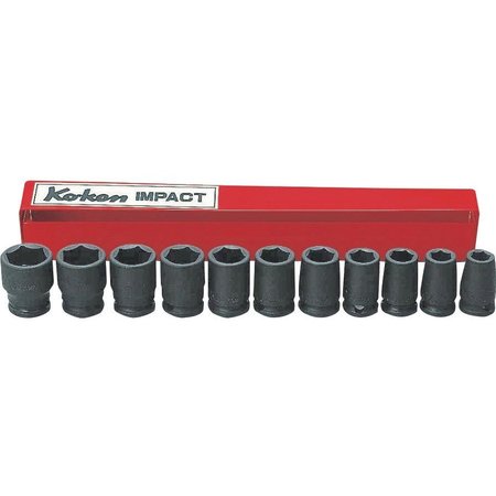 KO-KEN Socket Set 9-19mm 6 Point 11 pieces 3/8 Sq. Drive 13241M